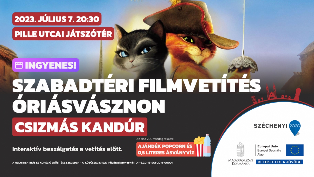 Szabadtéri filmvetítés óriásvásznon - Csizmás, a kandúr