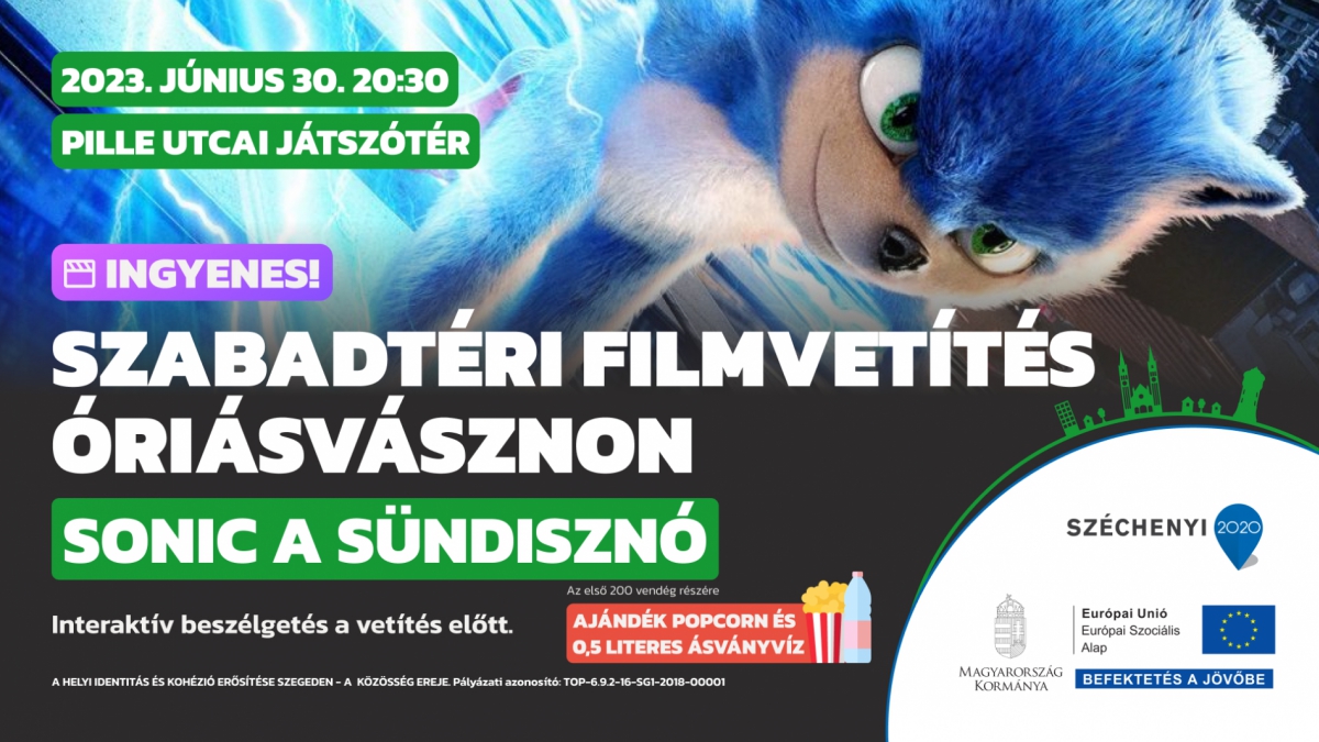 Szabadtéri filmvetítés óriásvásznon - Sonic a sündisznó