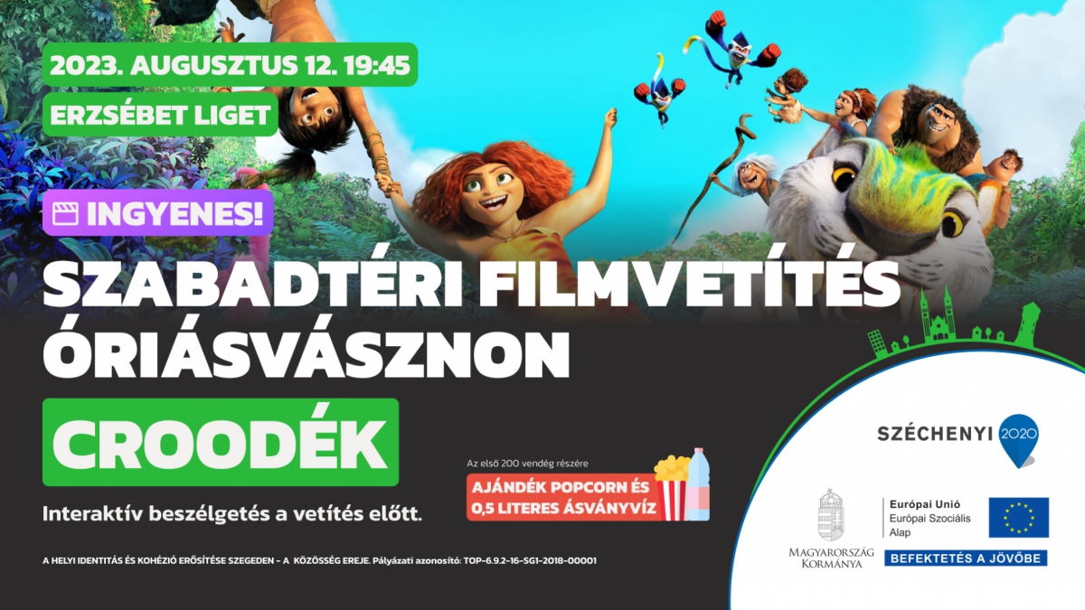 Szabadtéri filmvetítés óriásvásznon Újszegeden - Croodék