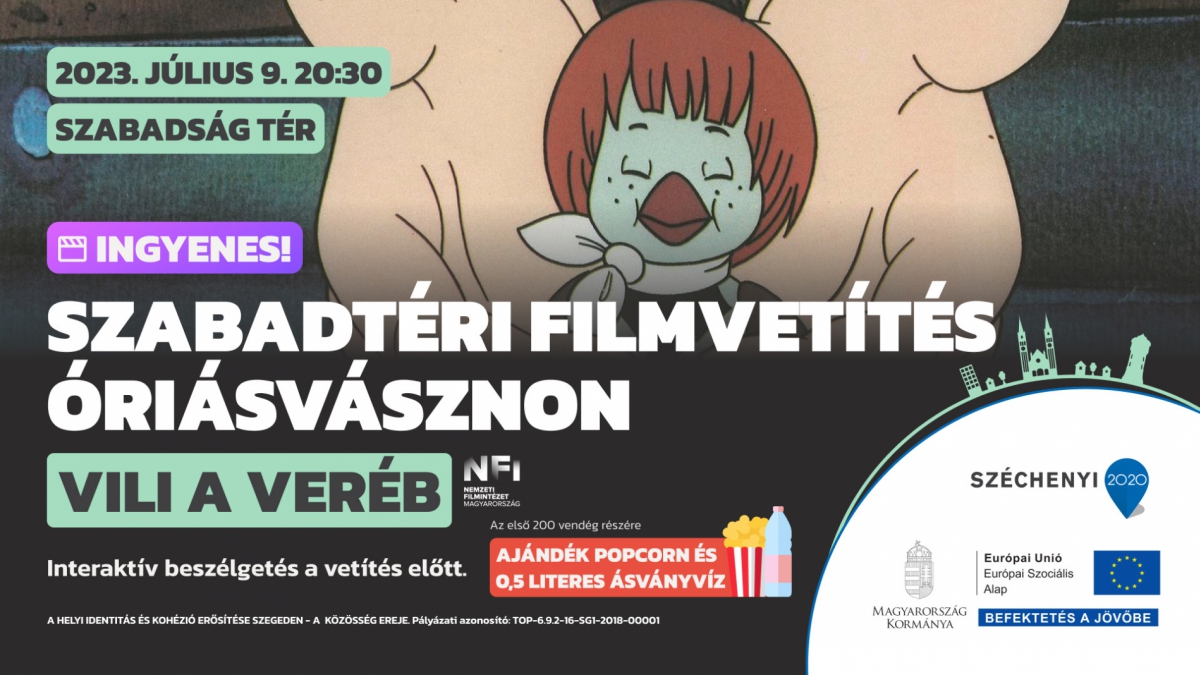 Szabadtéri filmvetítés óriásvásznon - Vili, a veréb